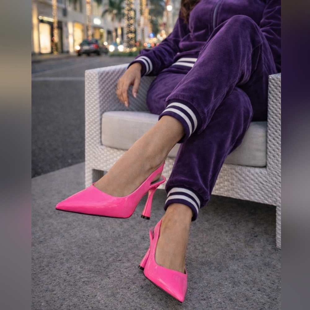 Slingback Pointed Closed Toe Pumps Slip on Elastic Strap